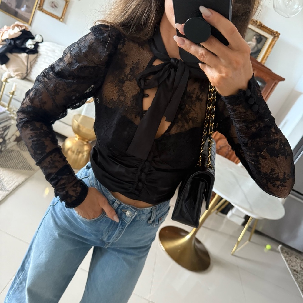 For Love And Lemons Black Lace Blouse